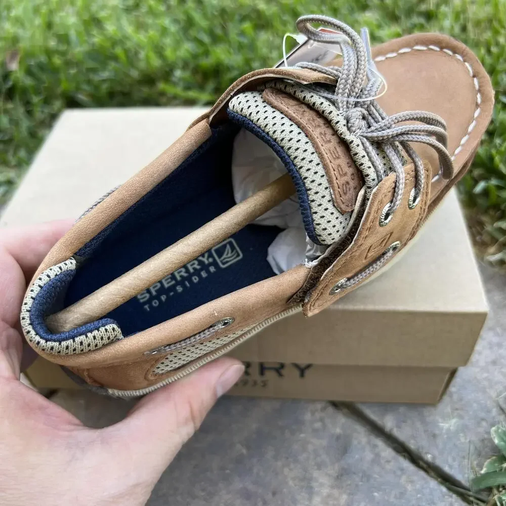 Sperry Top-Sider Shoes Boys Size 11 Brown Lanyard AC Boat Surprise No Tie